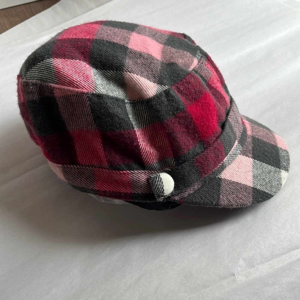 Y2k ADORABLE FLANNEL HAT Plaid Tartan Newsboy Hat D & Y Retro 90’s - Picture 2 of 6